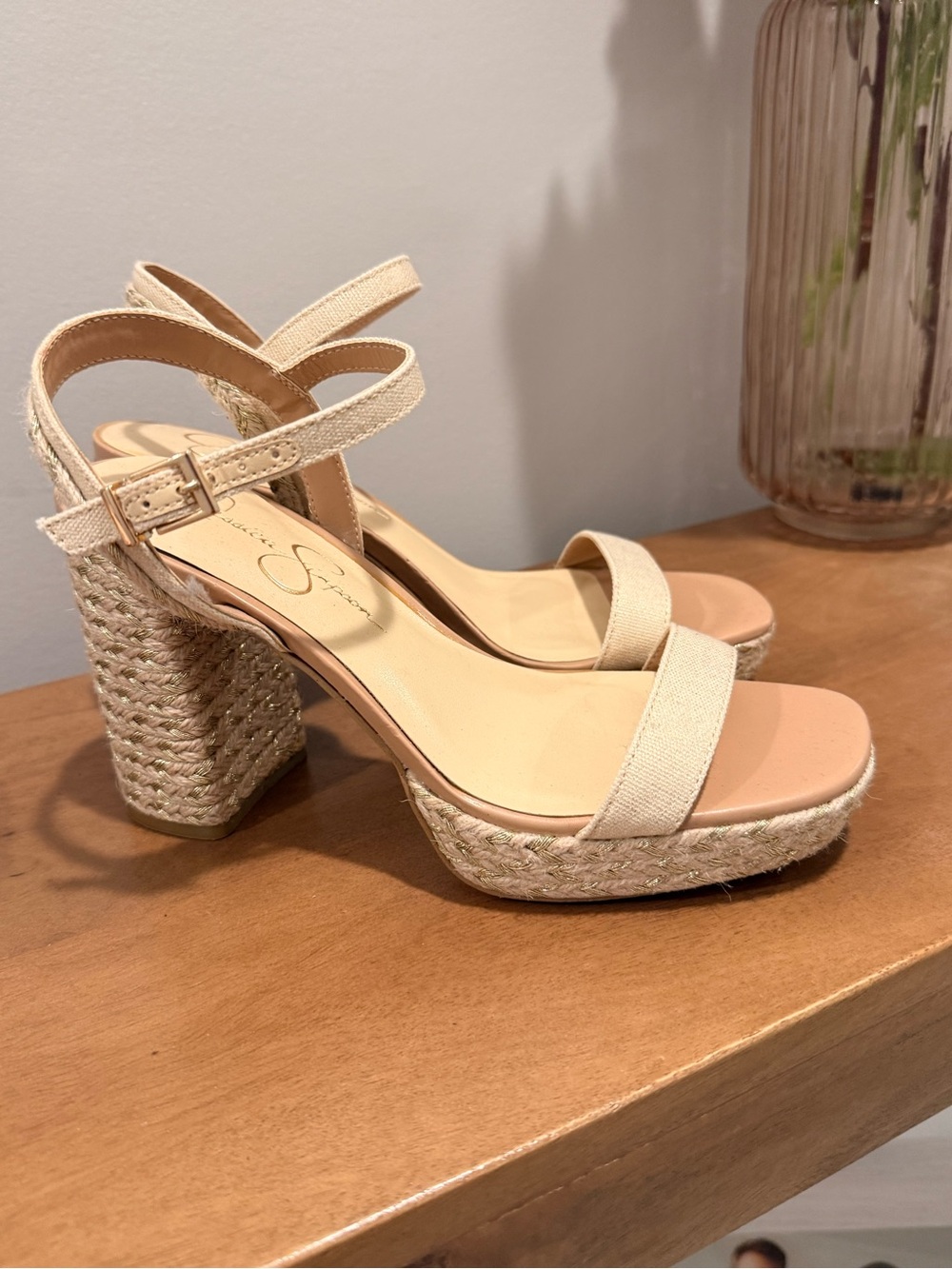 Jessica Simpson Neutral Espadrille Block Heel Sandals